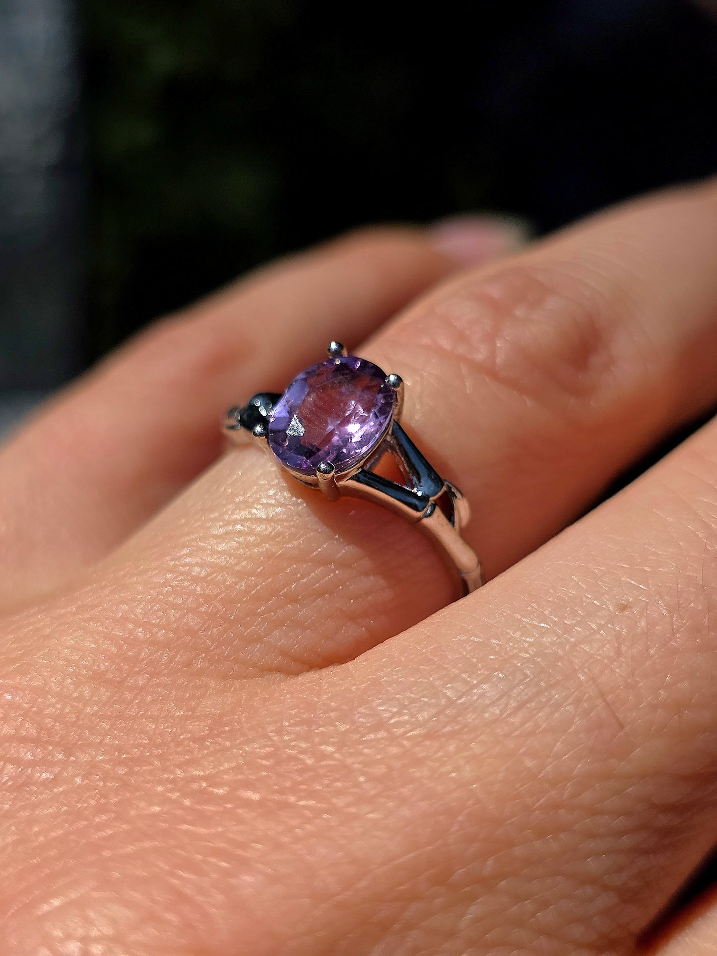 Jolie bague en Améthyste plaquée argent 925
