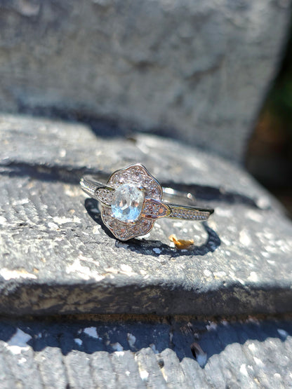 Bague en Topaze bleue plaquée argent 925