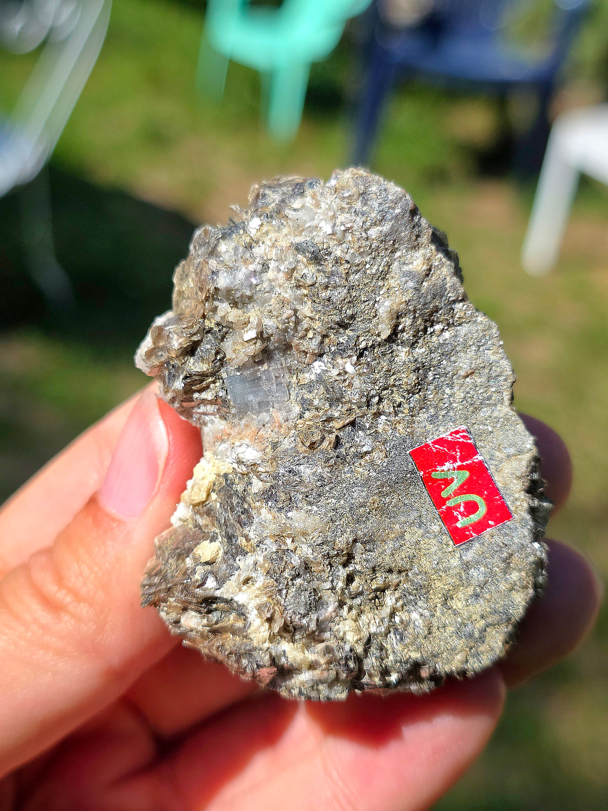 Apatite sur Muscovite (Fluorapatite) du Portugal réactive aux UV