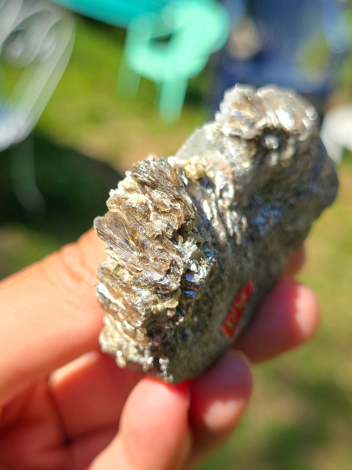 Apatite sur Muscovite (Fluorapatite) du Portugal réactive aux UV