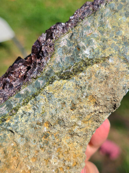 Axinite avec inclusions d'épidote de Barèges, Pyrénées, France