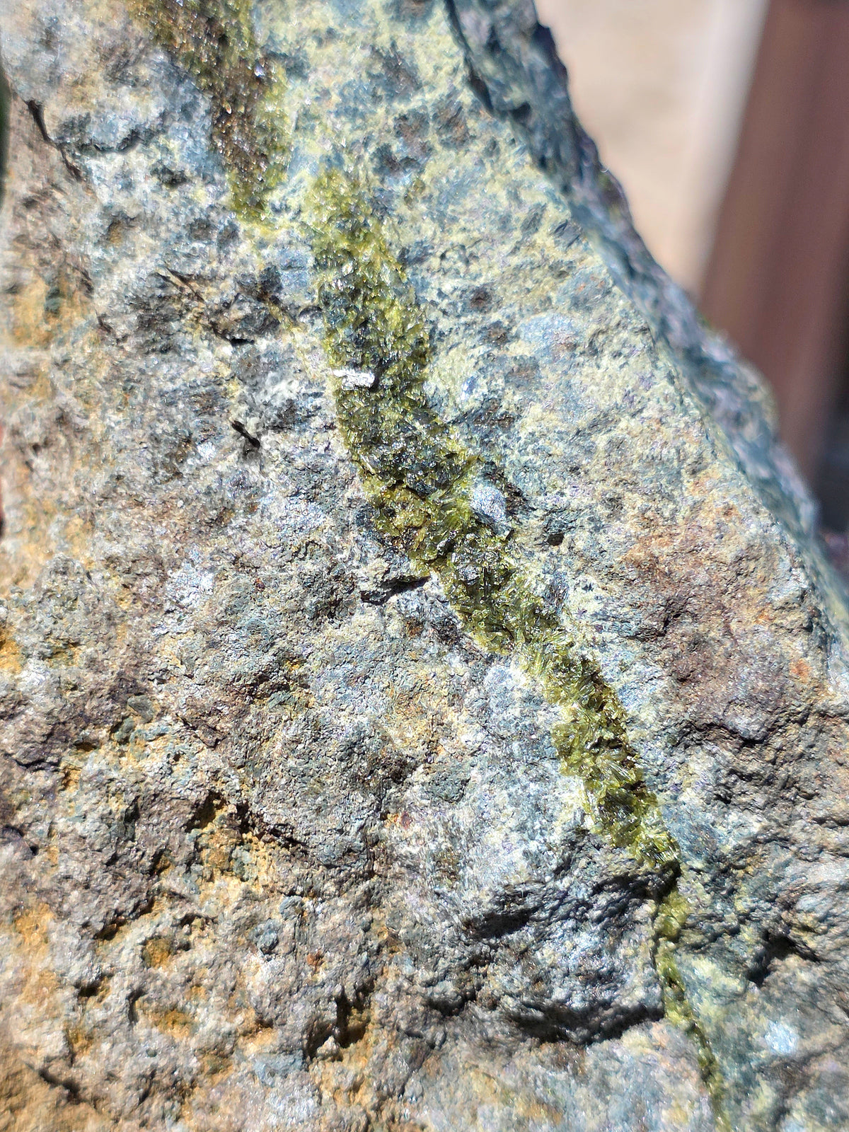 Axinite avec inclusions d'épidote de Barèges, Pyrénées, France