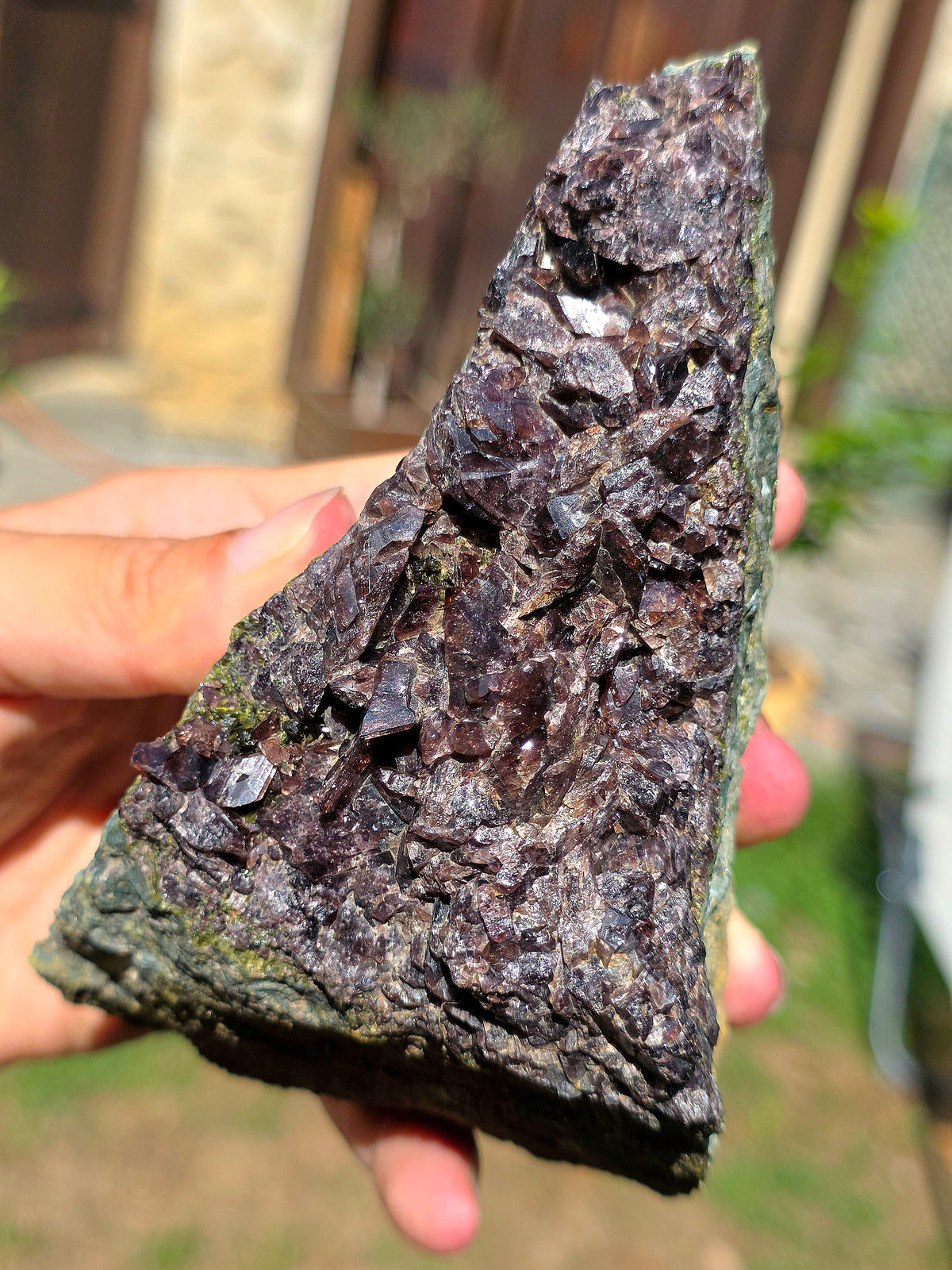 Axinite avec inclusions d'épidote de Barèges, Pyrénées, France