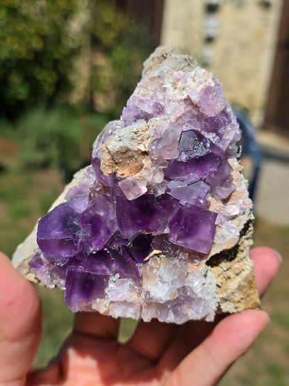 Fluorite violette brute du Béarn dans les Pyrénées.