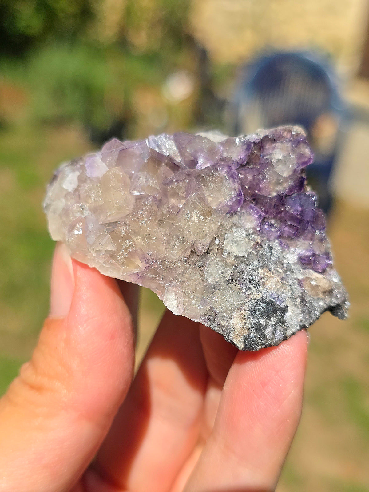 Fluorite (ou Fluorine) bicolore brute française