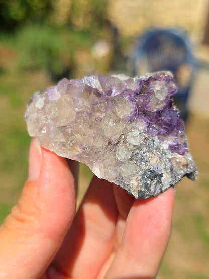 Fluorite (ou Fluorine) bicolore brute française