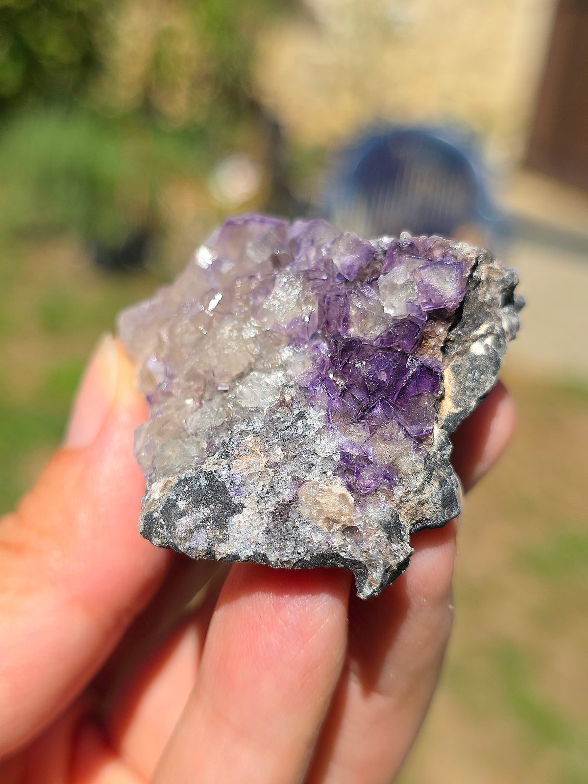 Fluorite (ou Fluorine) bicolore brute française