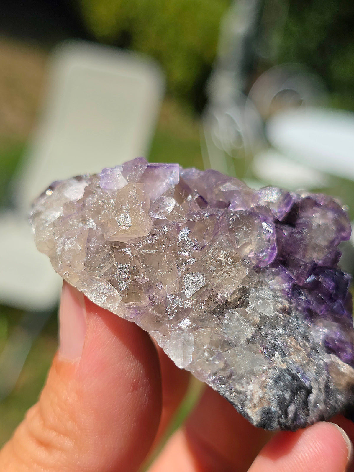 Fluorite (ou Fluorine) bicolore brute française