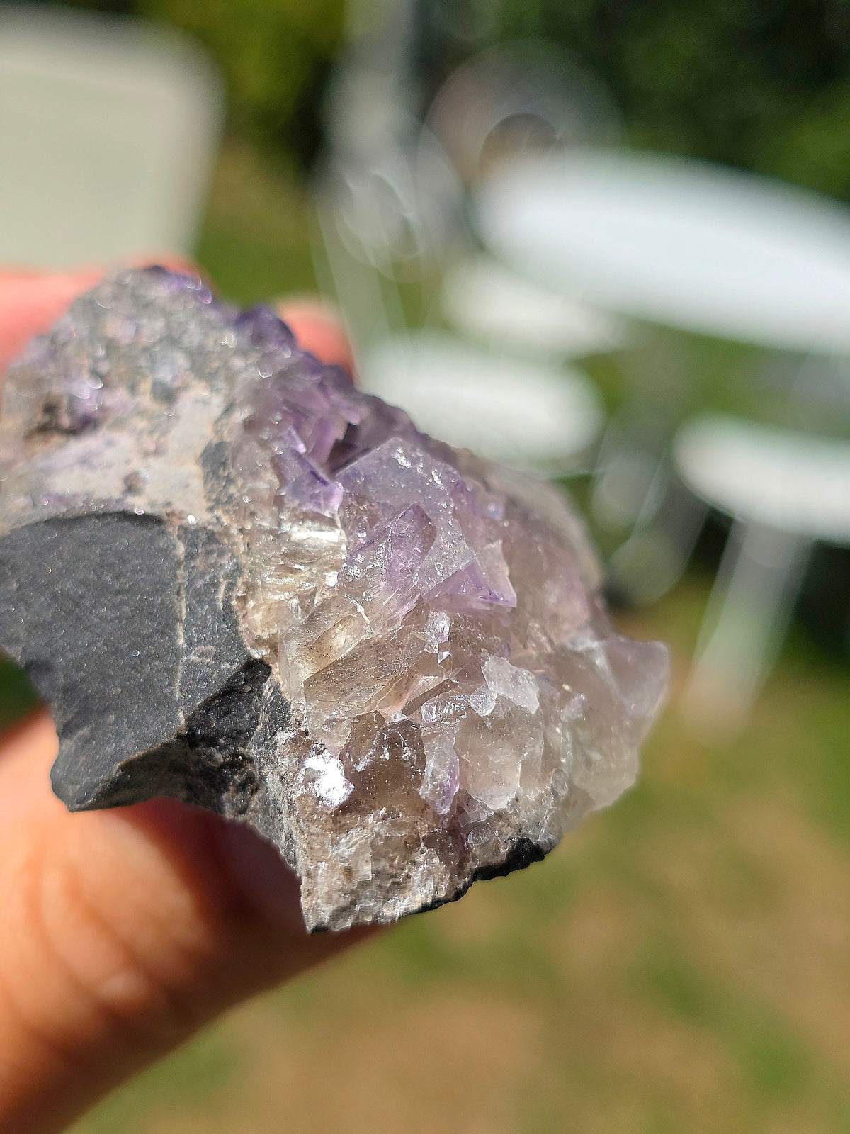 Fluorite (ou Fluorine) bicolore brute française