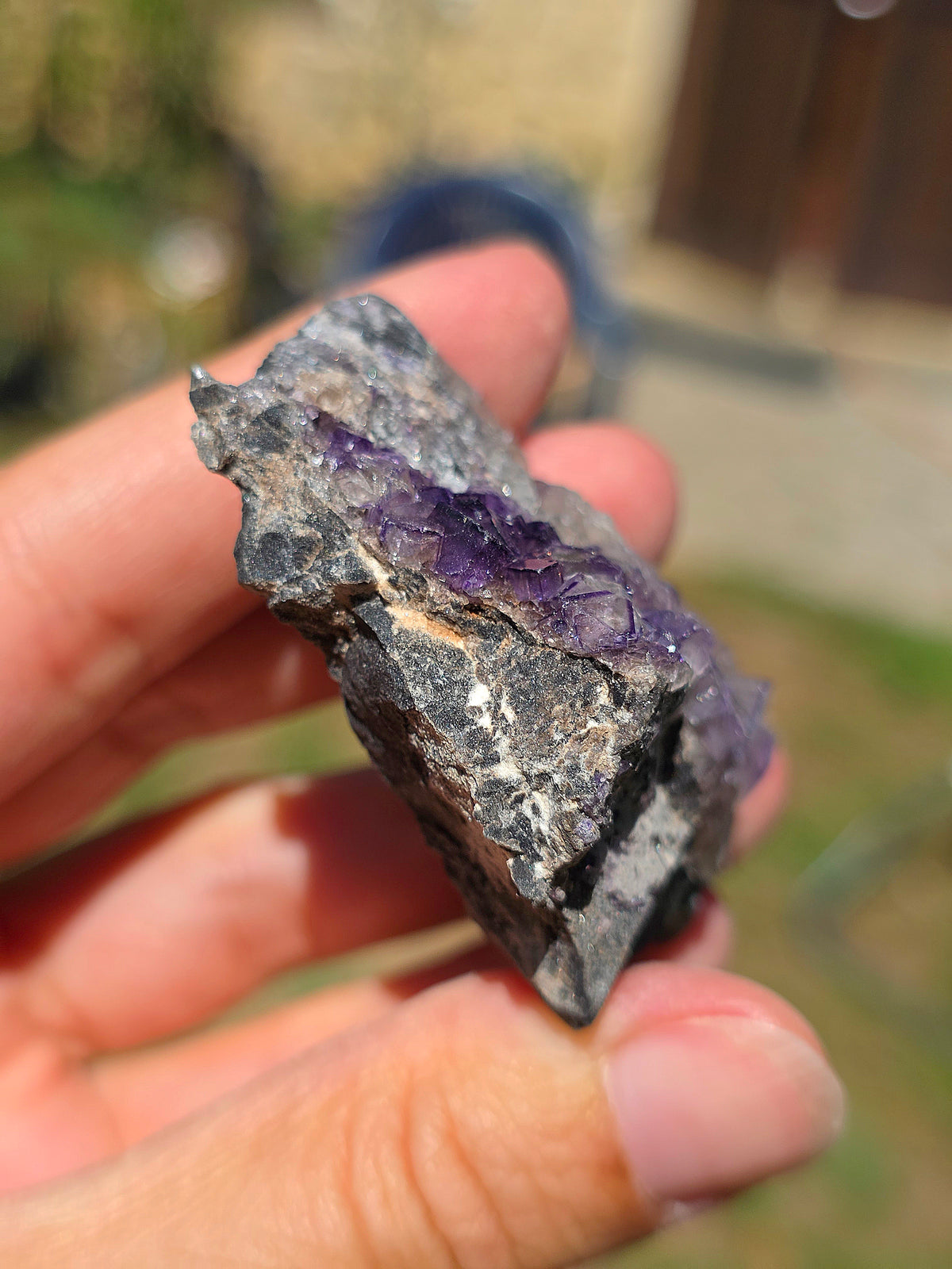 Fluorite (ou Fluorine) bicolore brute française