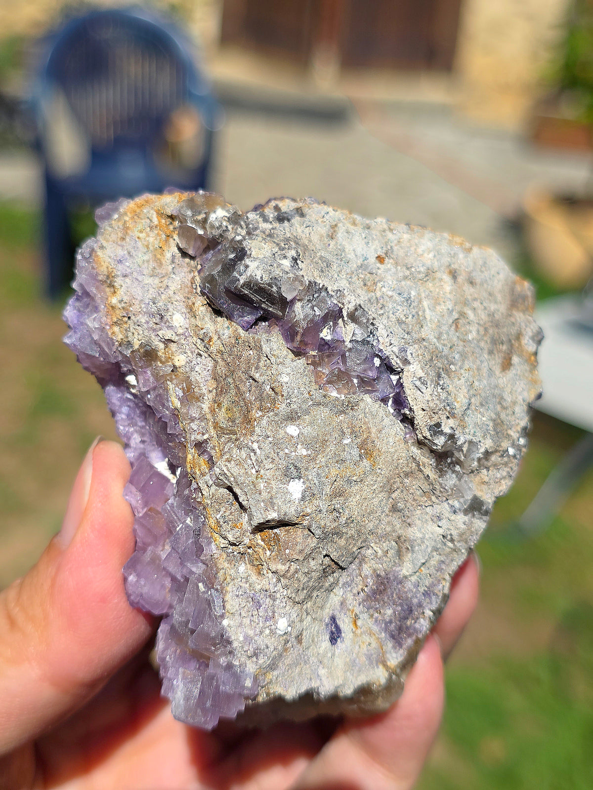 Fluorine violette et jaune brute du Béarn