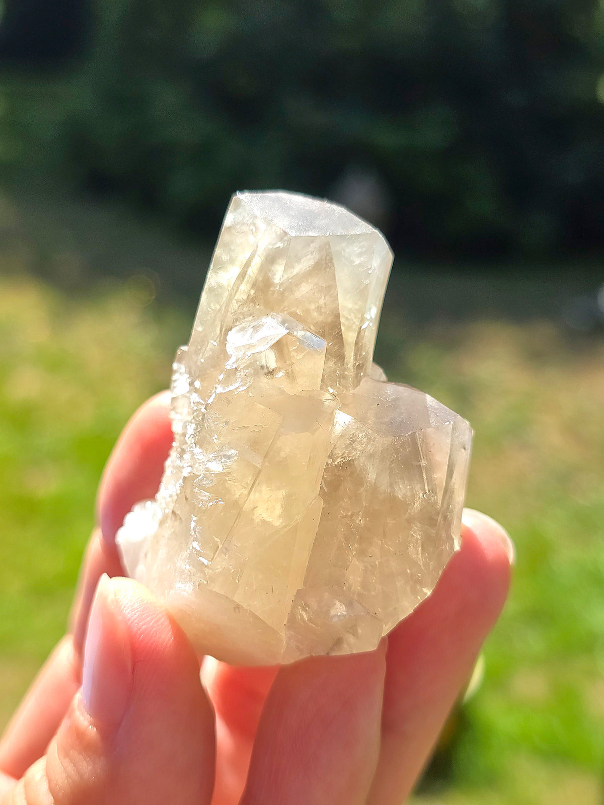 Calcite miel brute avec fantôme des Pyrénées