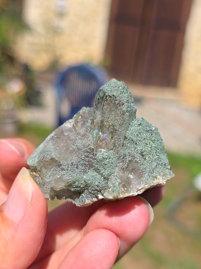 Quartz avec Chlorite et arcs-en-ciel, d'Arrens dans les Pyrénées