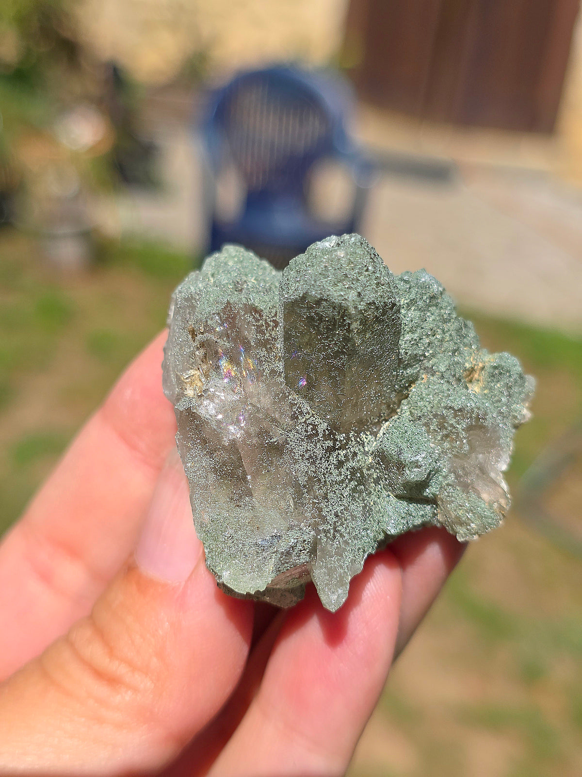 Quartz Chlorite et arcs-en-ciel, d'Arrens dans les Pyrénées