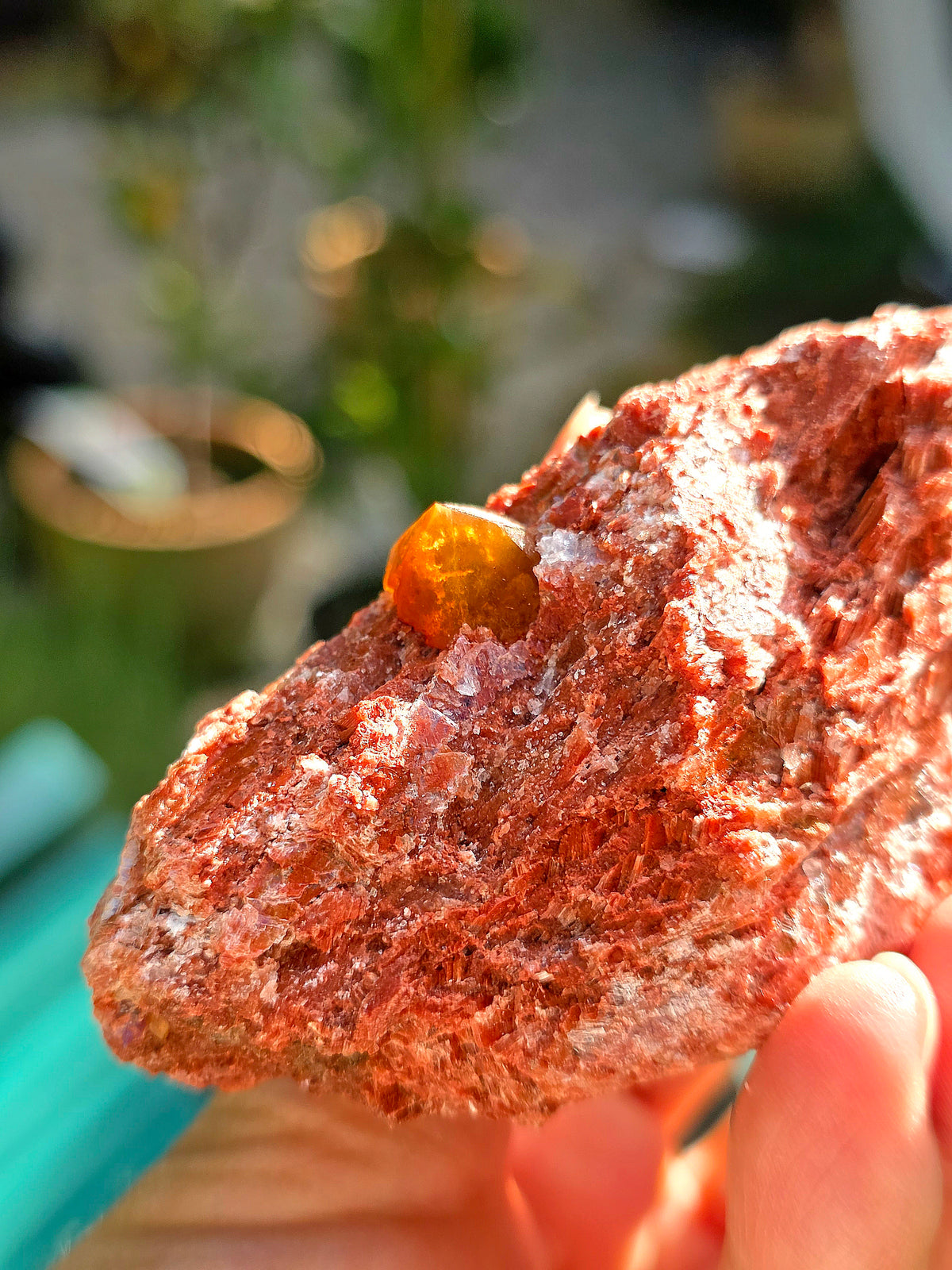 Quartz Hyacinthe sur Gypse d'Espagne