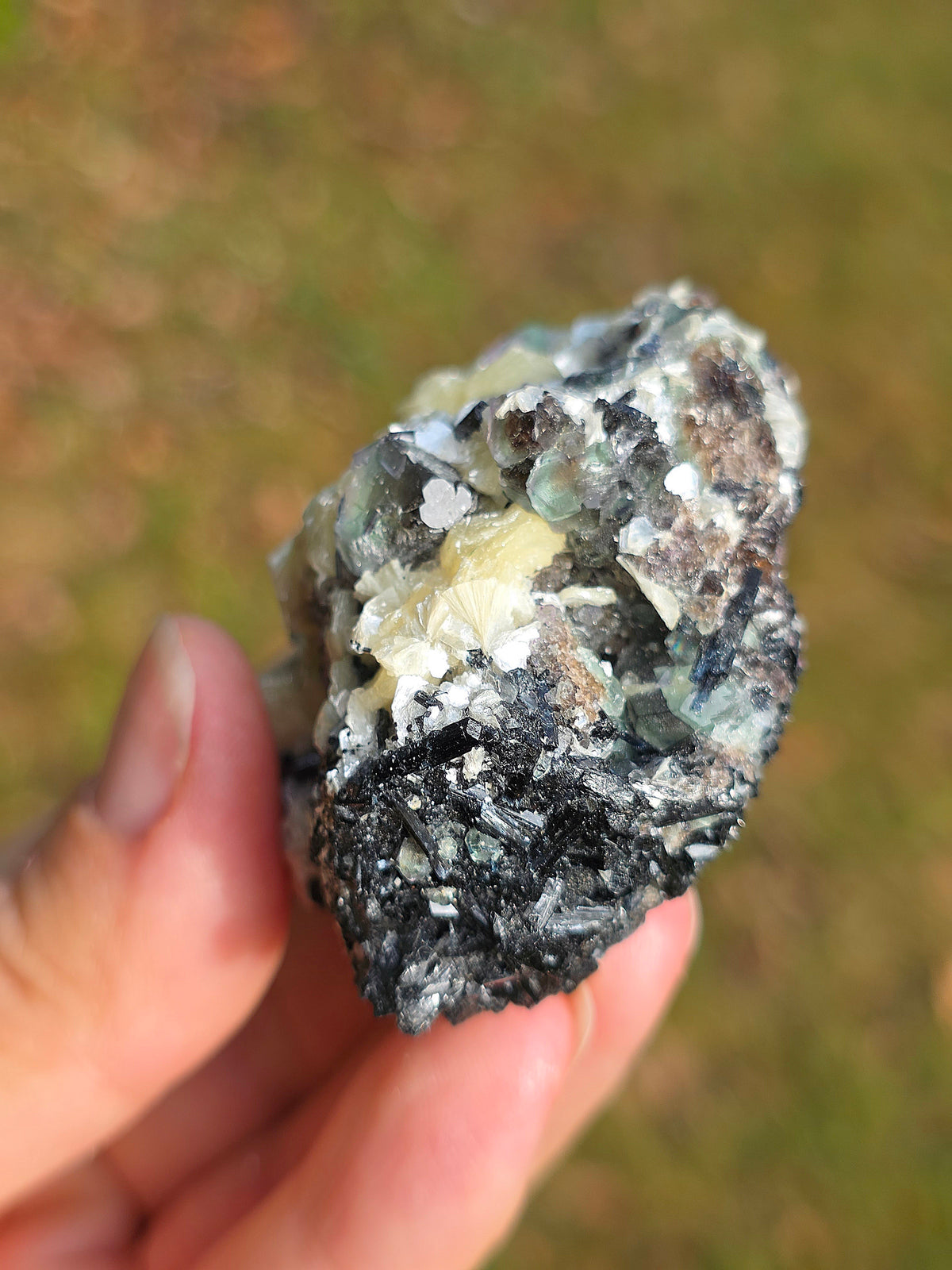 Muscovite, de Fluorite et de Tourmaline noire de Namibie