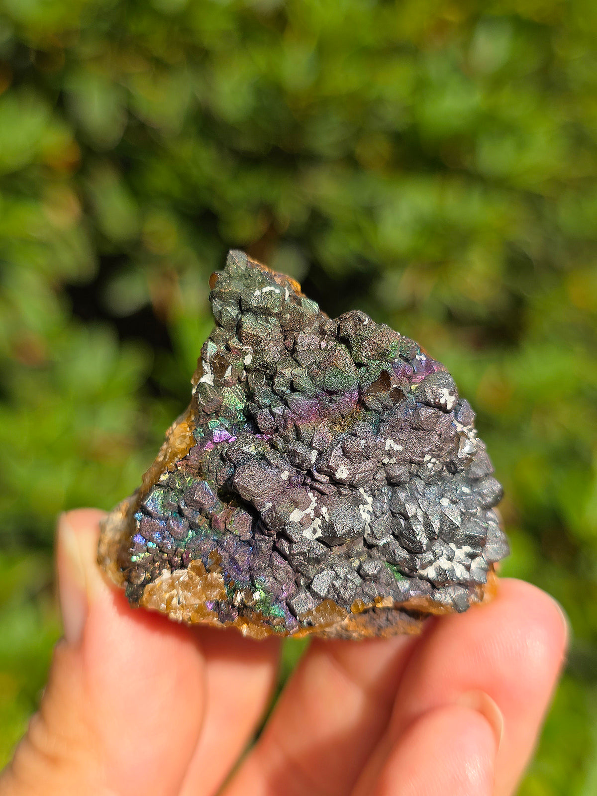 Goethite irisée sur Quartz d'Espagne