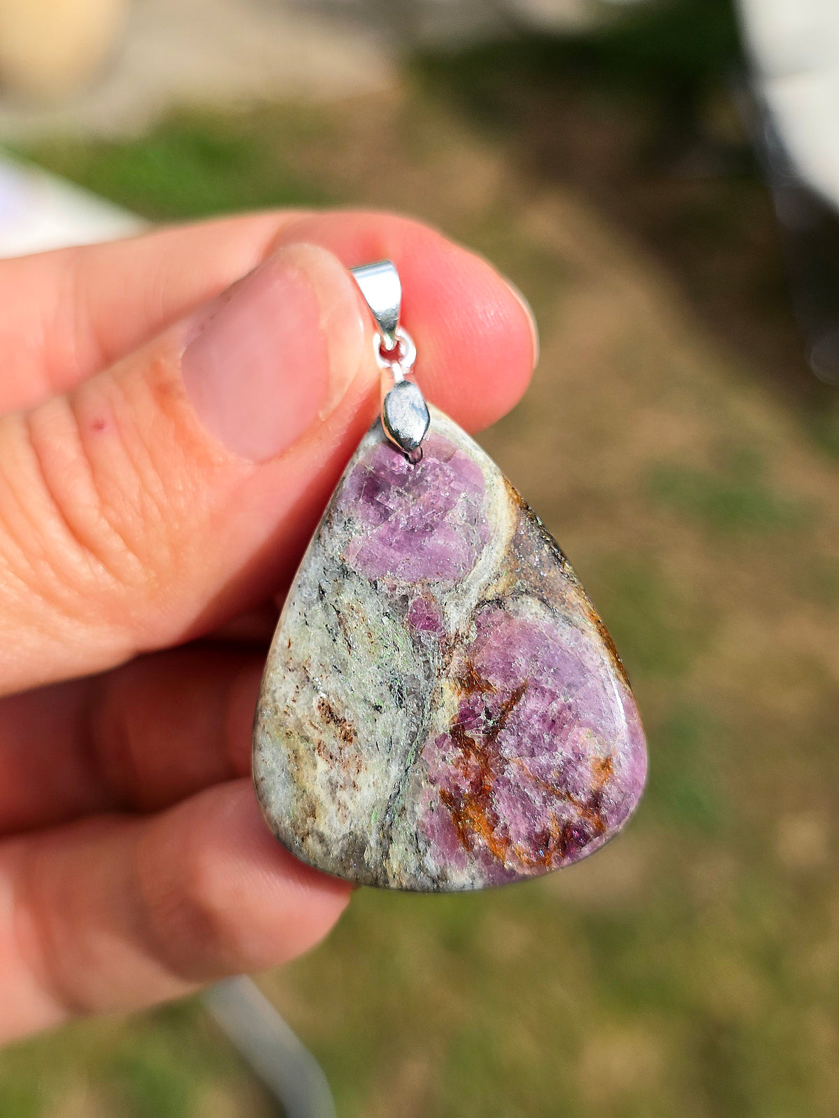 pendentif en Tourmaline rose et Quartz fumé de Madagascar