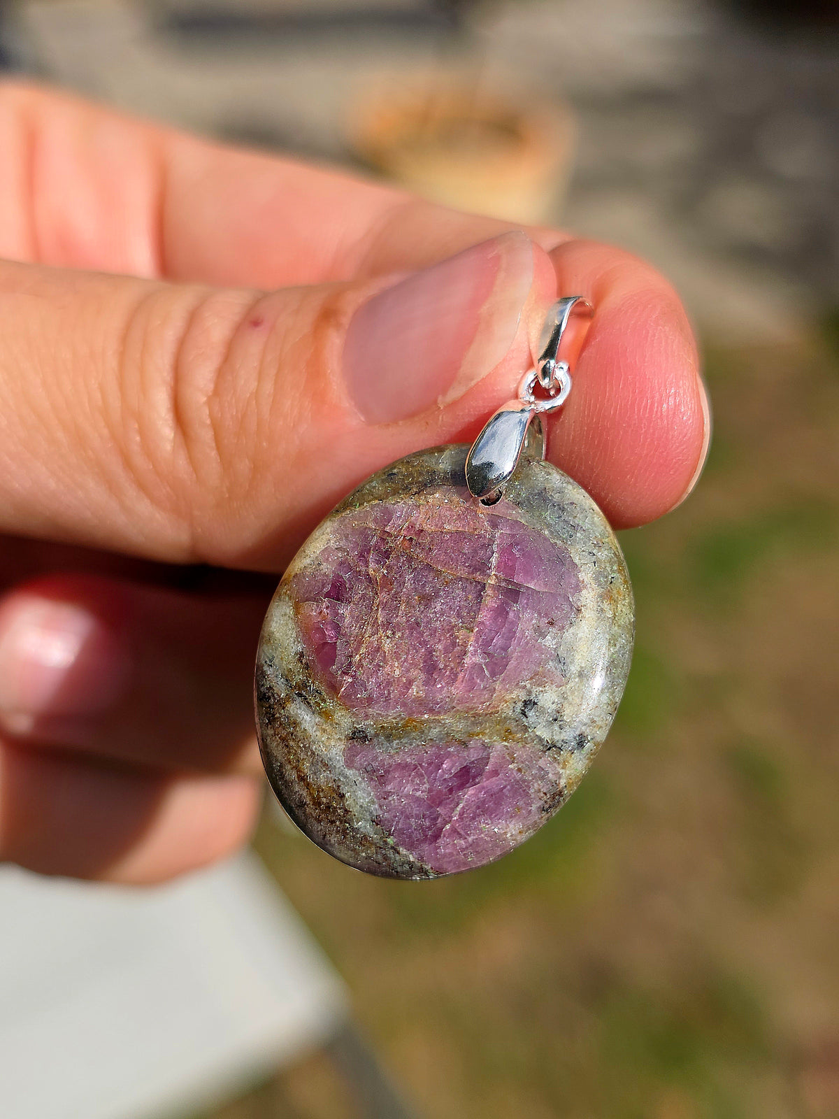pendentif en Tourmaline rose et Quartz fumé de Madagascar