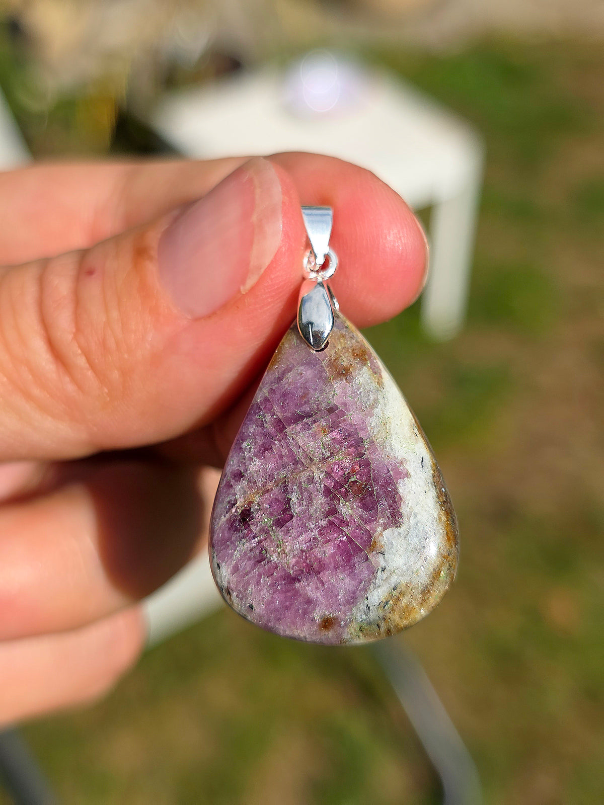 pendentif en Tourmaline rose et Quartz fumé de Madagascar