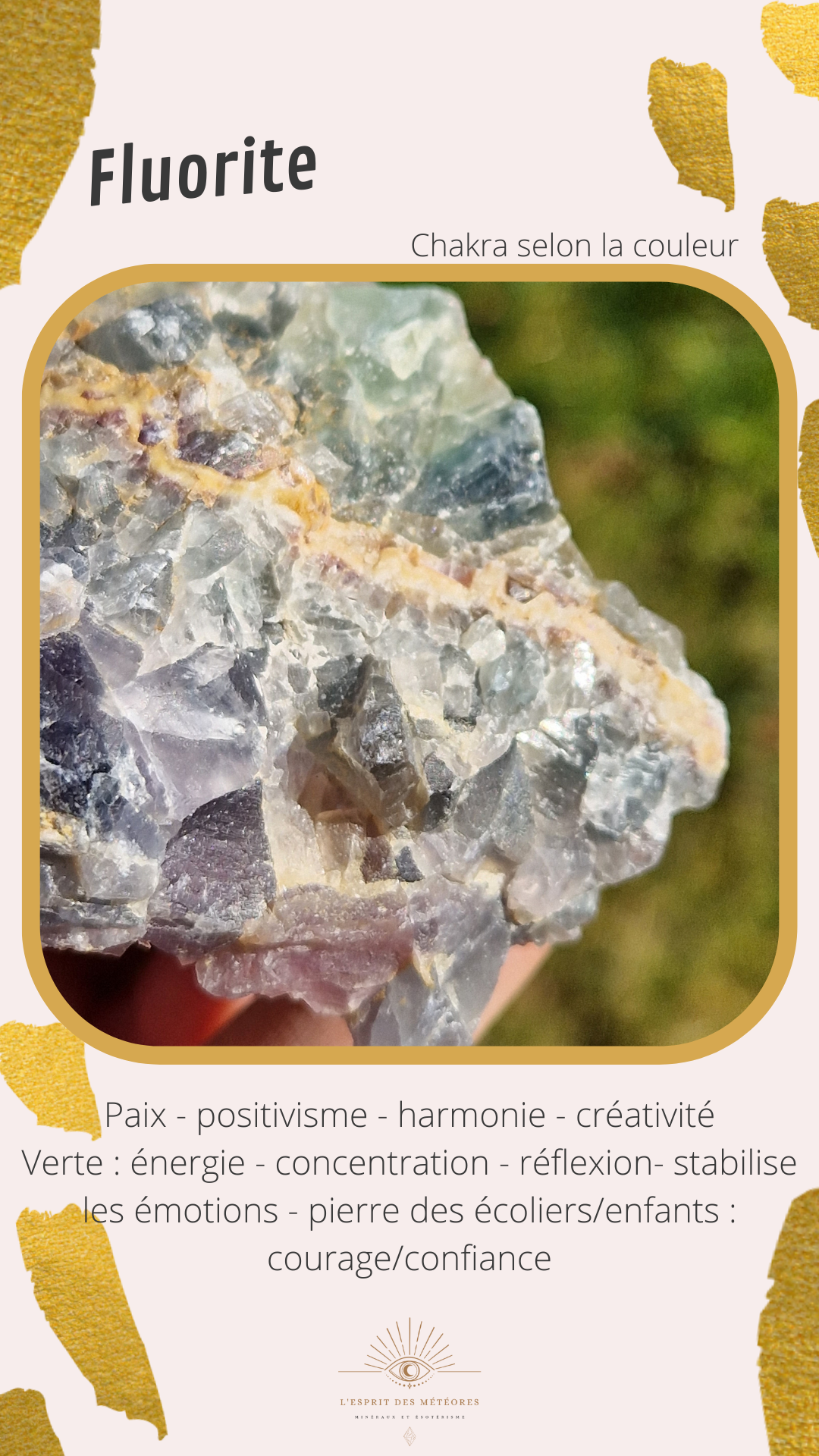 Tranche de Fluorite snowflake (ou feather) F1