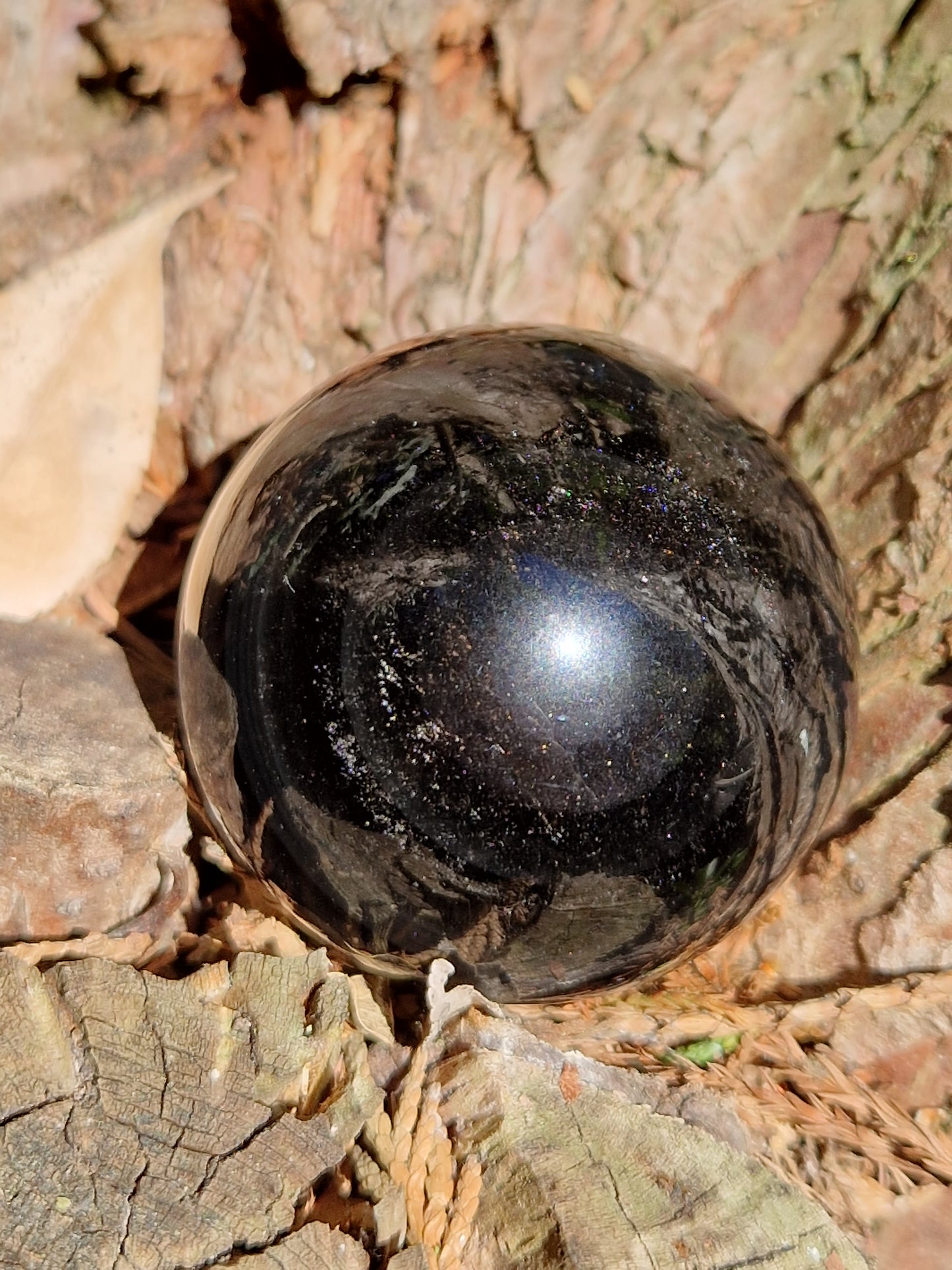 Sphère Obsidienne argentée n°2