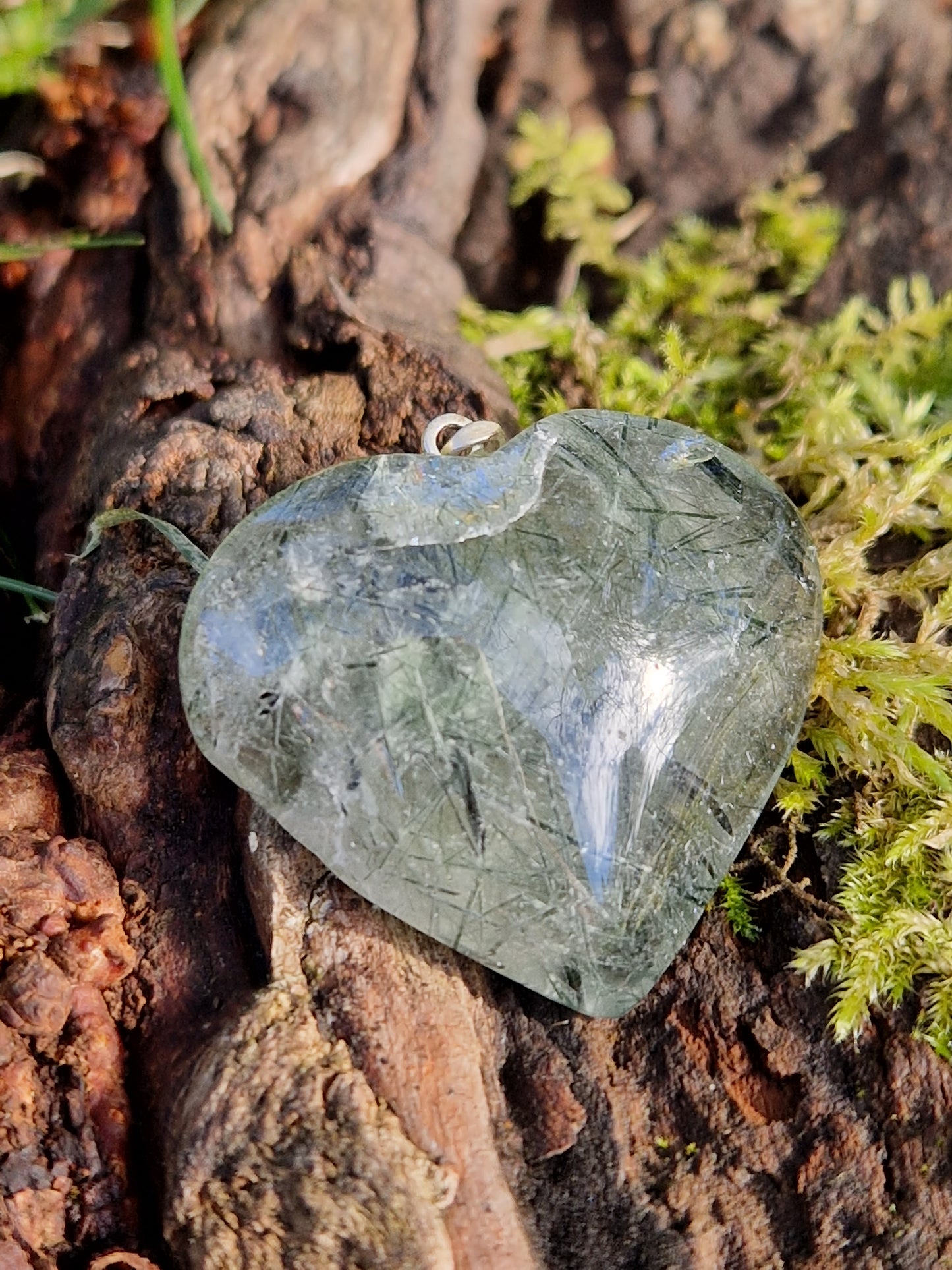 Pendentif cœur quartz tourmaline (à choisir)