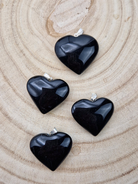 Pendentif cœur Obsidienne noire