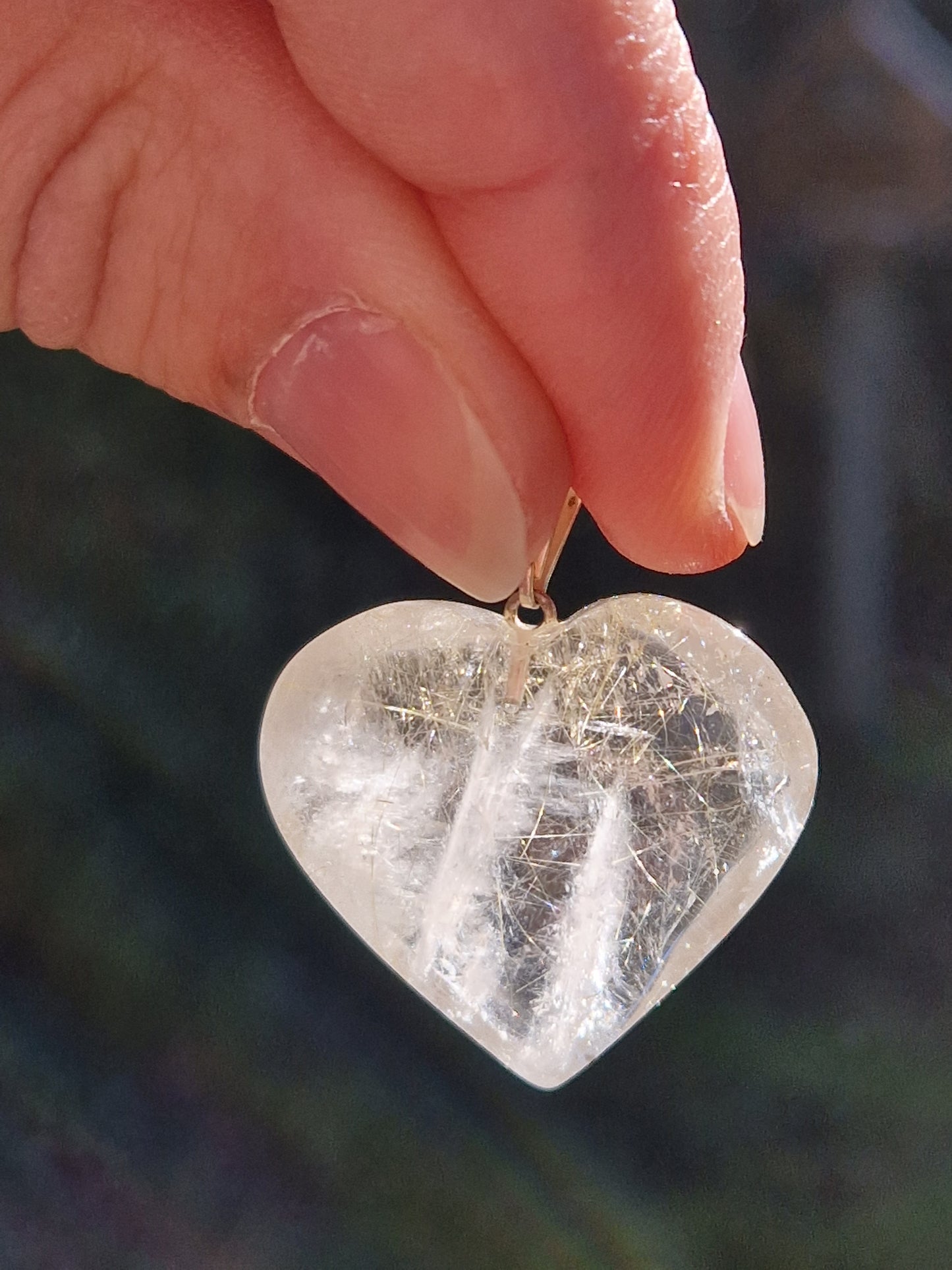 Pendentif cœur quartz rutile (à choisir)