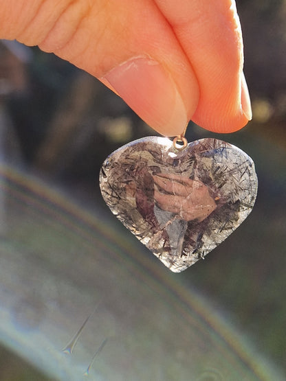Pendentif cœur quartz tourmaline (à choisir)