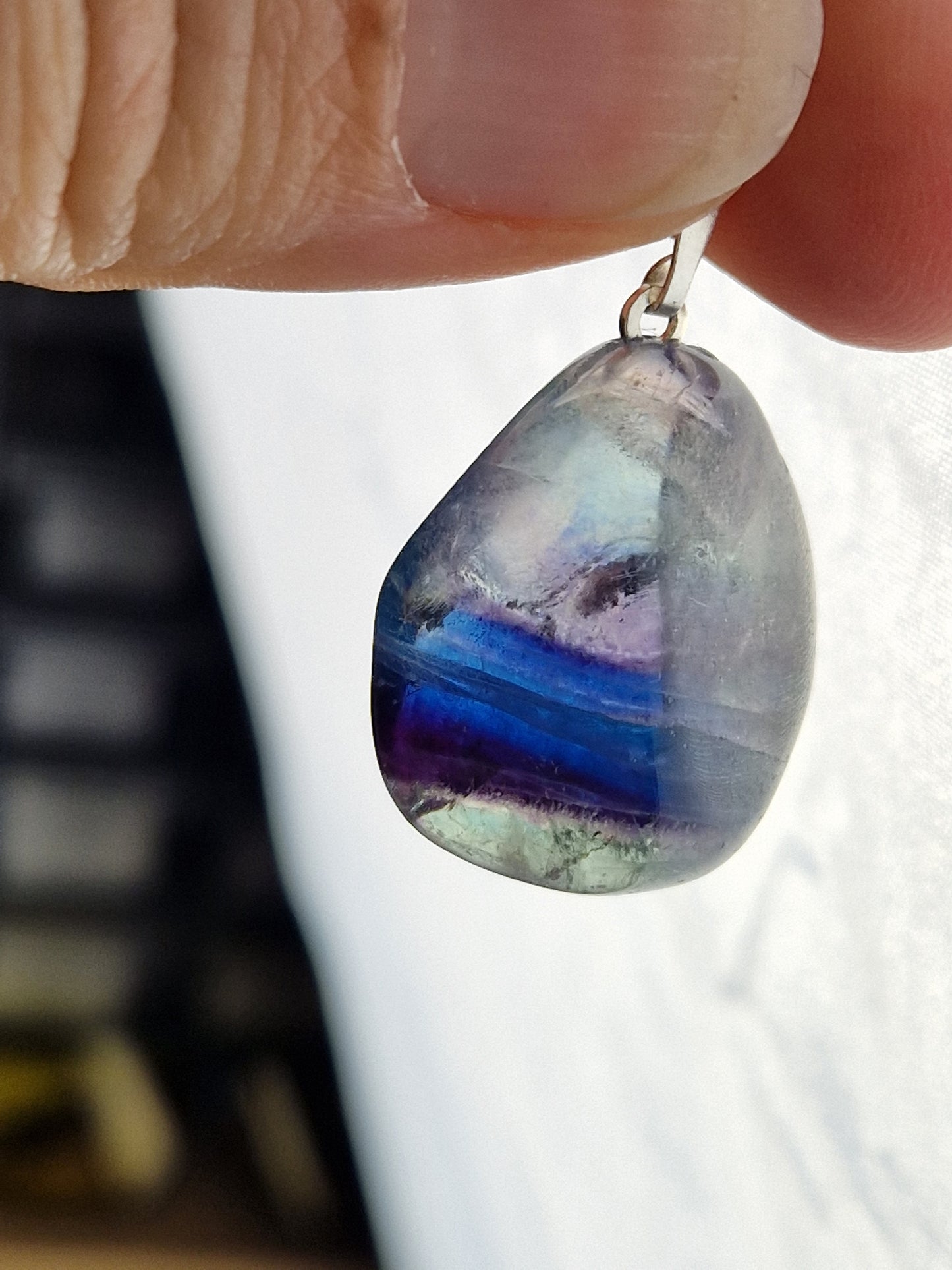 Pendentif pierre roulée Fluorite bleue (à choisir)