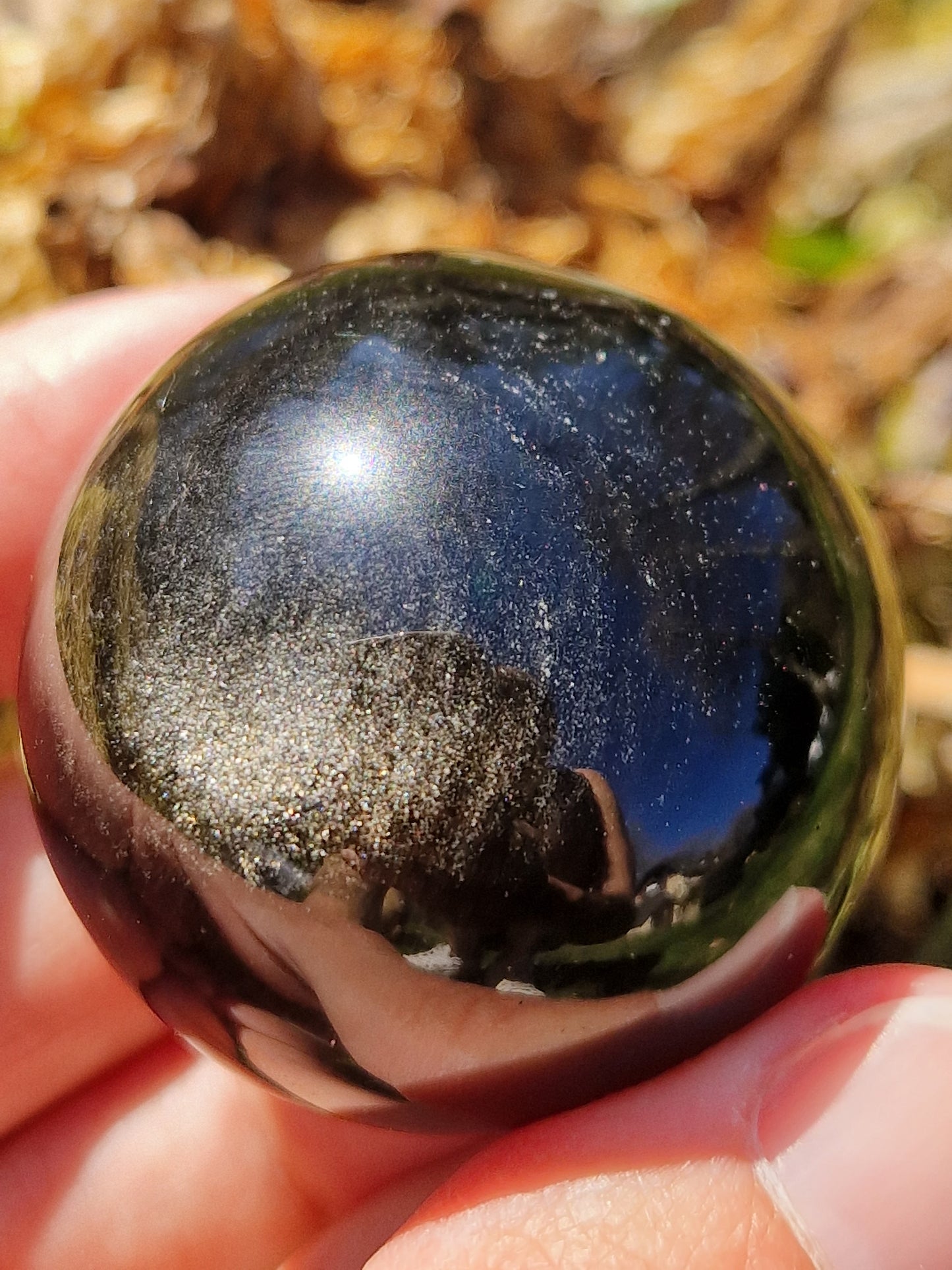 Sphère Obsidienne argentée OA1