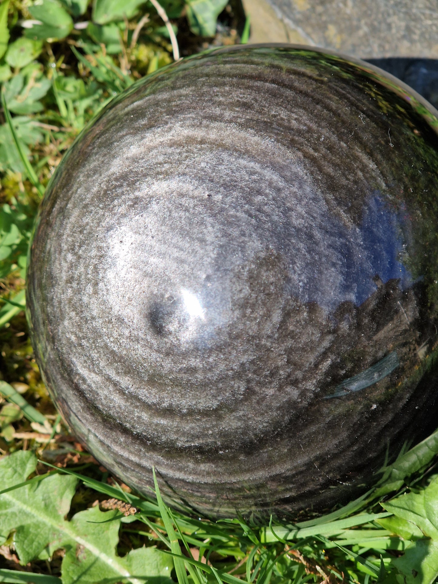 Grosse sphère Obsidienne argentée OA2