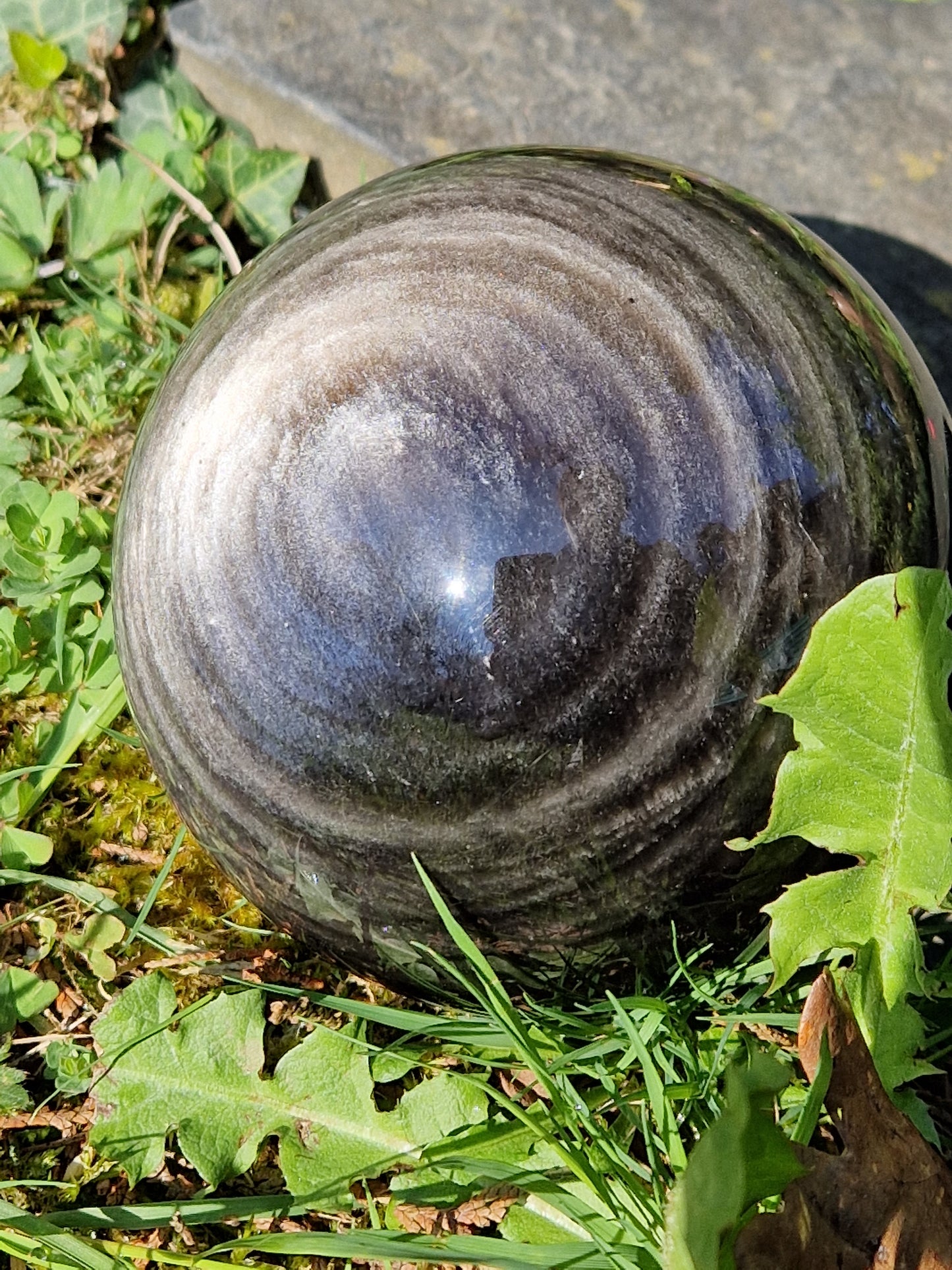 Grosse sphère Obsidienne argentée OA2