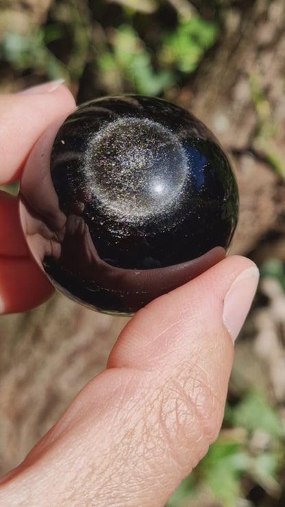 Sphère Obsidienne argentée n°3